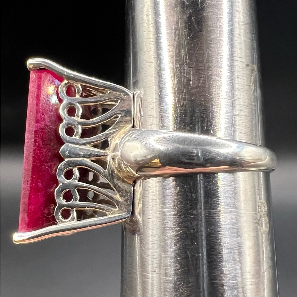 Sterling Silver With Rectangle Natural Ruby - image 2